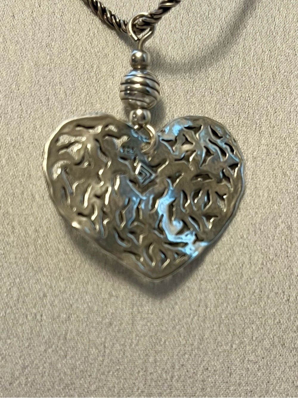 Silpada Retired N1585 Sterling Silver 925 Filigree Heart Rope Chain Necklace